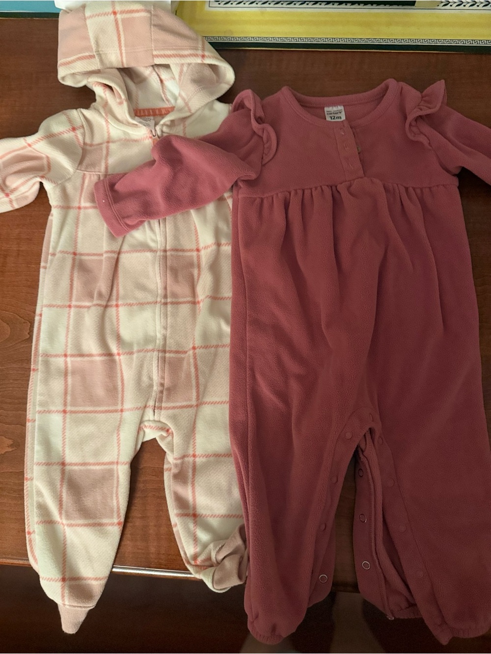 Baby Girls' 12m Cozy Pink One-Piece outfits (2) - Carter’s
